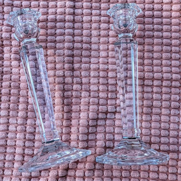Set of two (2) crystal candlestick holders - Picture 4 of 13